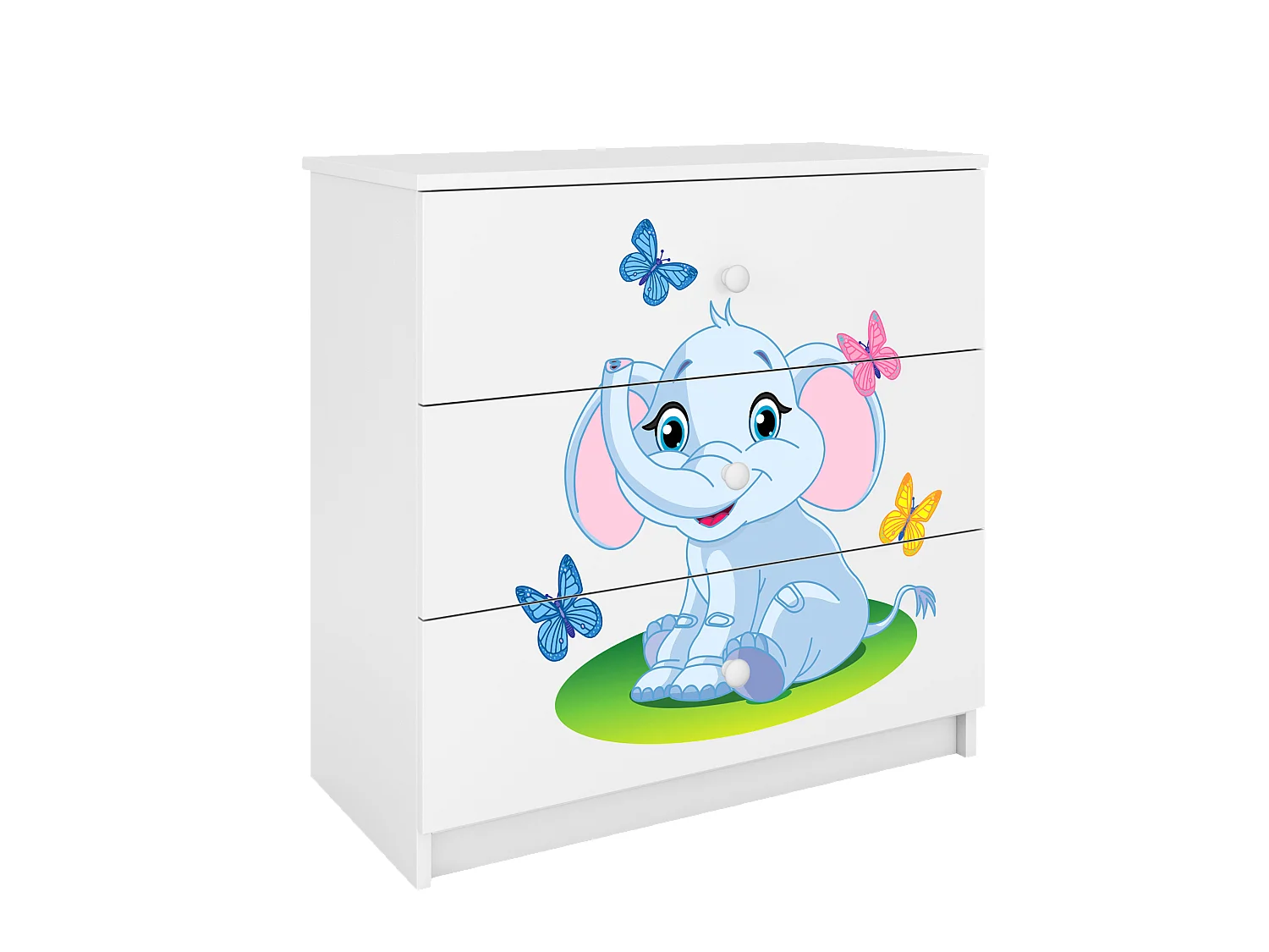Commode pour enfants avec tiroirs Éléphant en couleur blanche Babydreams