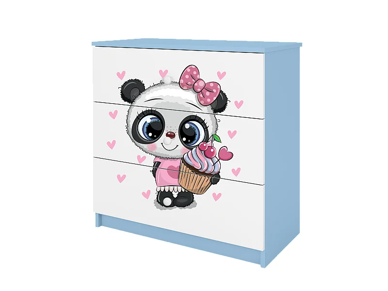 Kinderkommode mit Schubladen Panda in der Farbe Blau Babydreams