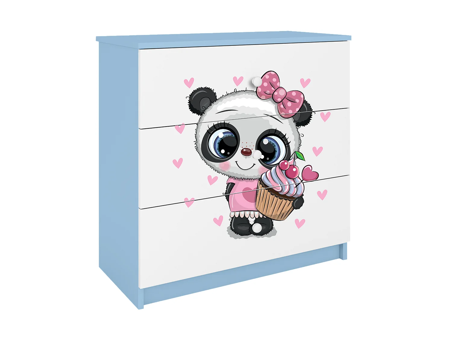 Kinderkommode mit Schubladen Panda in der Farbe Blau Babydreams