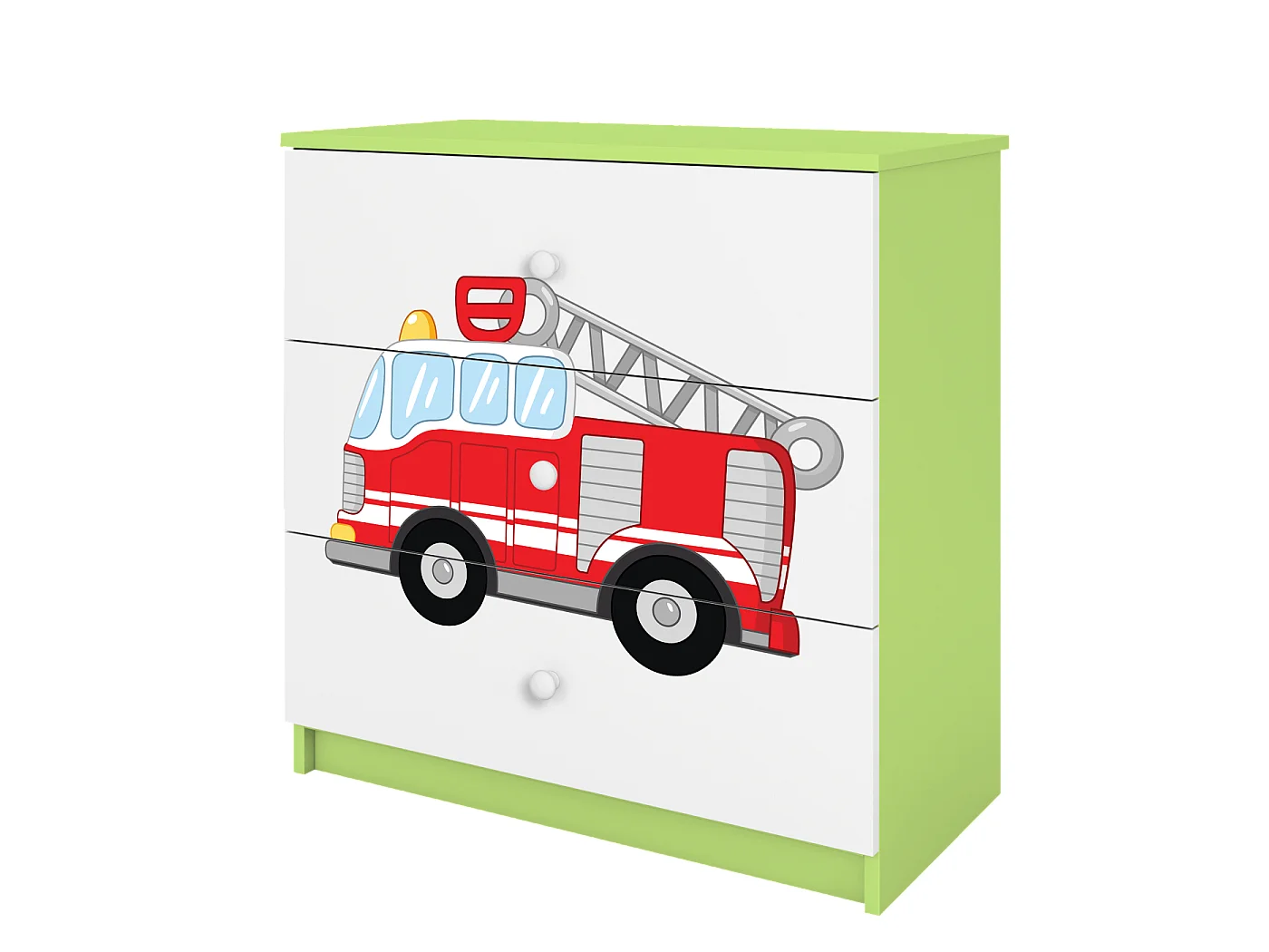 Comò Bambini Camion dei Pompieri Verde Babydreams 3 Cassetti - Design Moderno, Alta Qualità, Sicurezza e Comfort