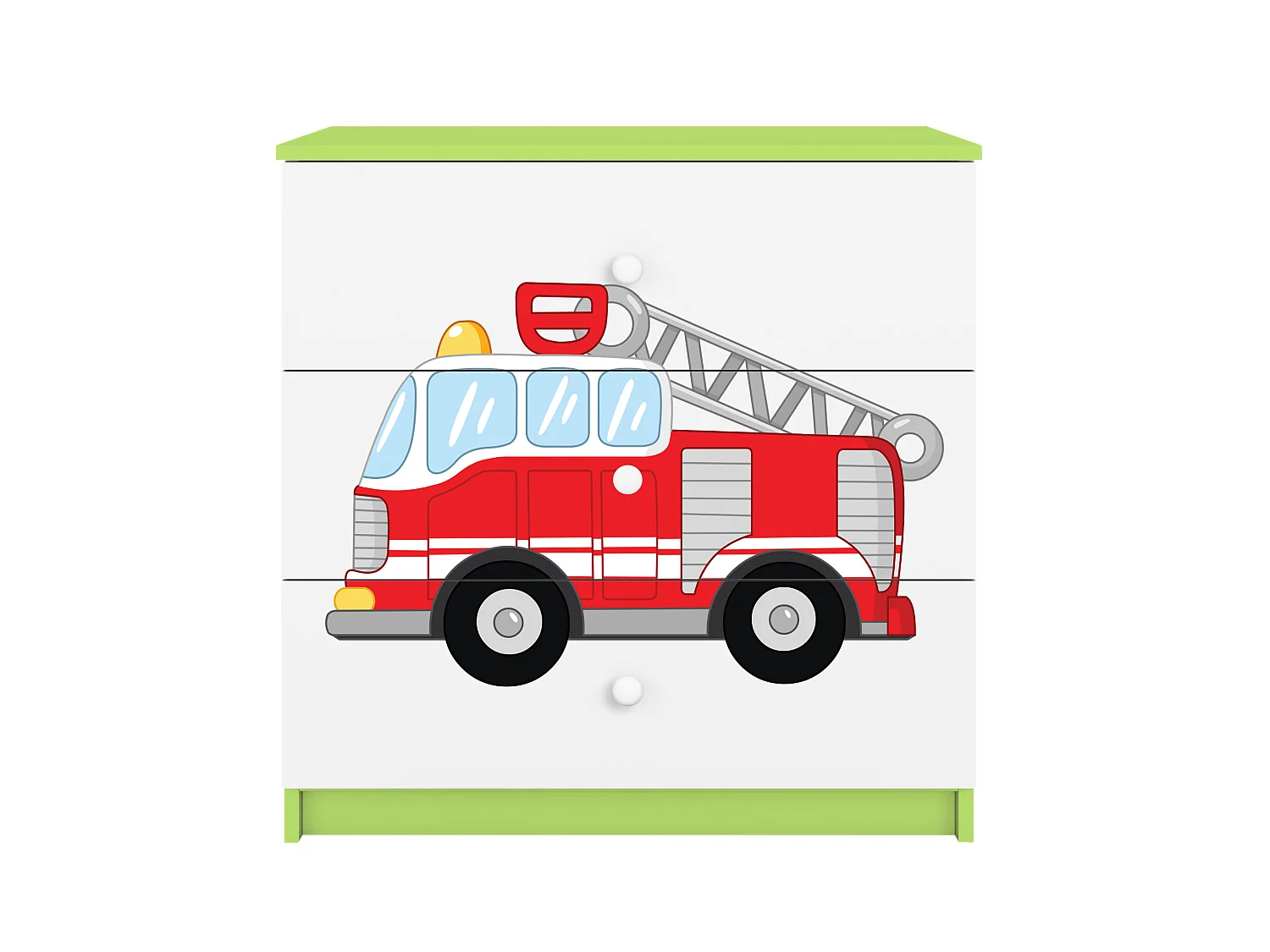 Comò Bambini Camion dei Pompieri Verde Babydreams 3 Cassetti - Design Moderno, Alta Qualità, Sicurezza e Comfort