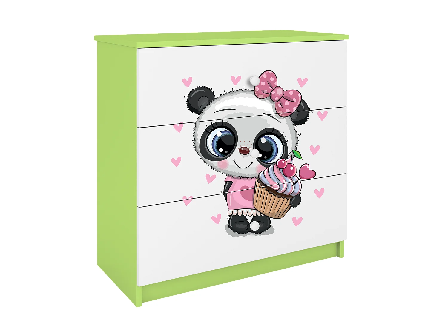 Commode pour enfants avec tiroirs Panda en couleur verte Babydreams
