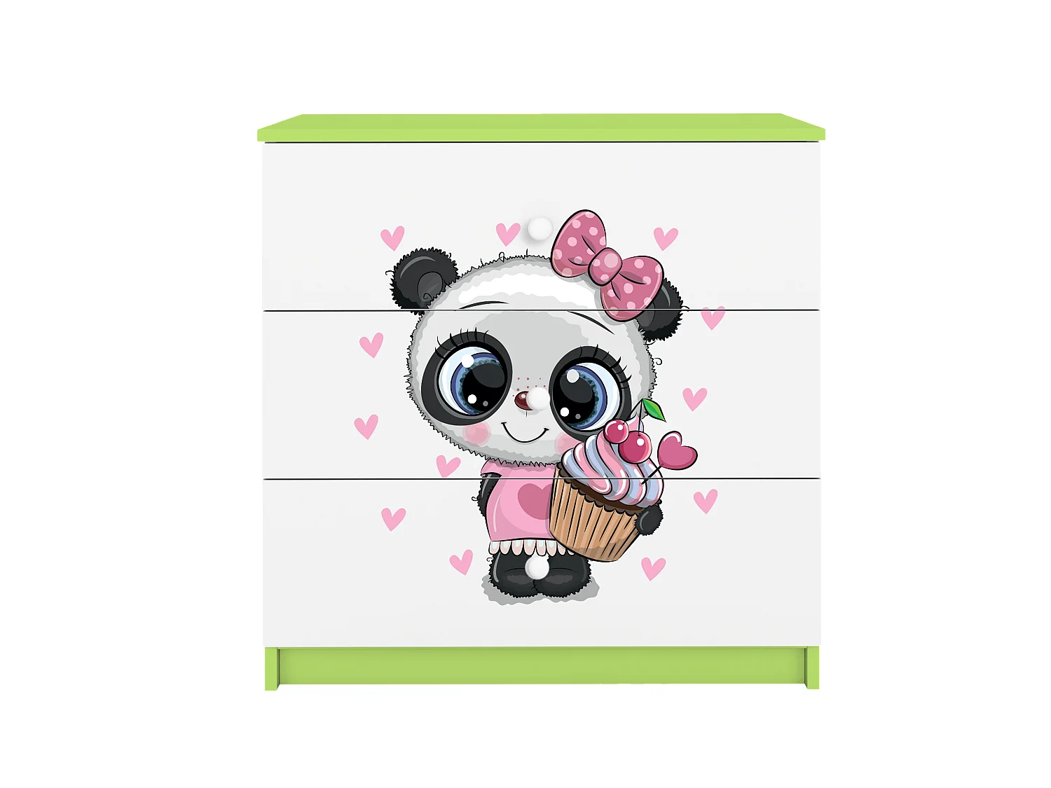 Commode pour enfants avec tiroirs Panda en couleur verte Babydreams