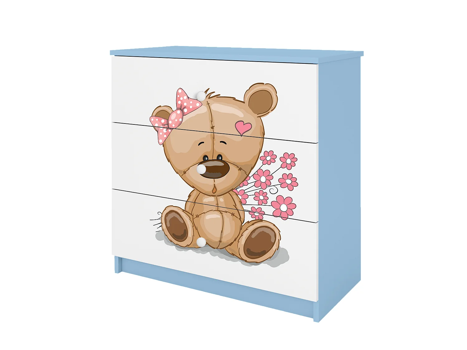 Comò Bambini Orso di Peluche Blu Babydreams con 3 Cassetti Spaziosi