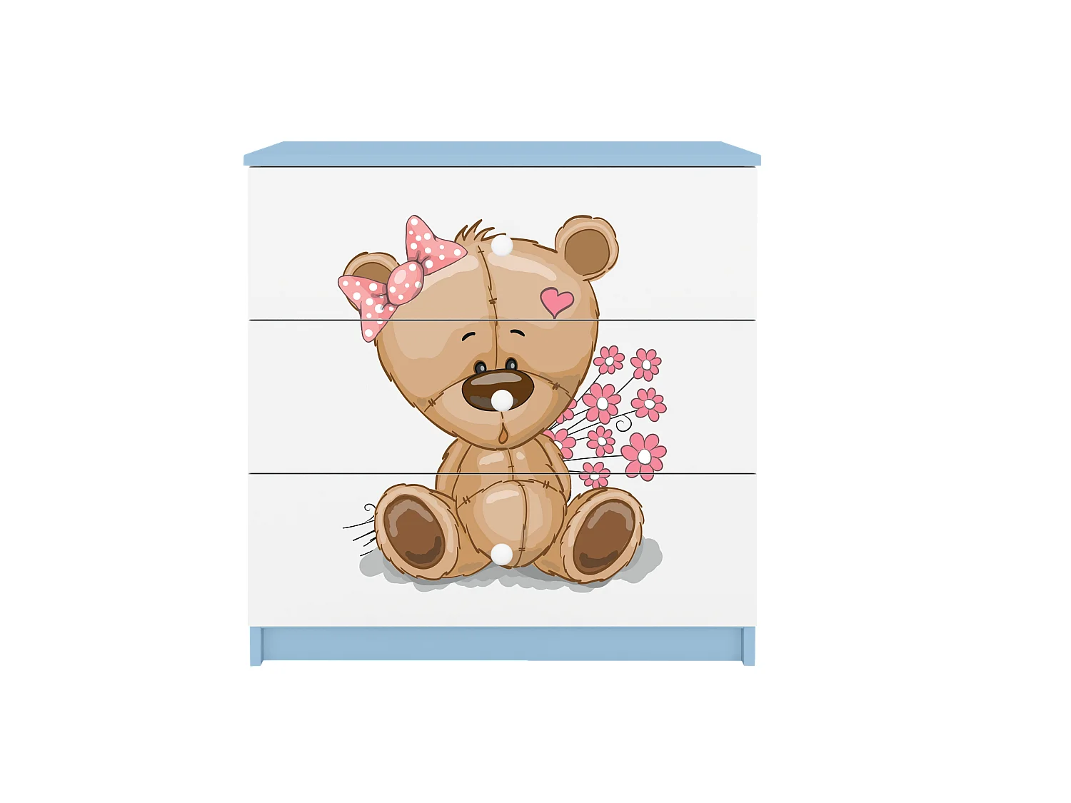 Comò Bambini Orso di Peluche Blu Babydreams con 3 Cassetti Spaziosi