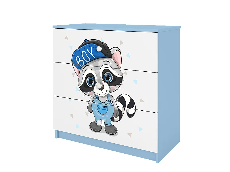 Kinderkommode mit Schubladen Waschbär in der Farbe Blau Babydreams