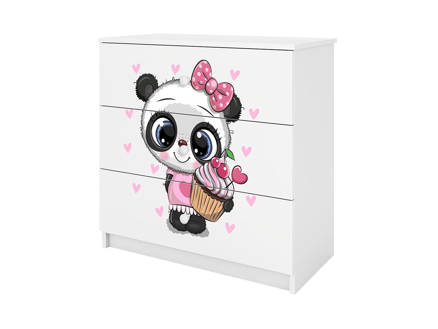 Kinderkommode mit Schubladen Panda in der Farbe Weiß Babydreams