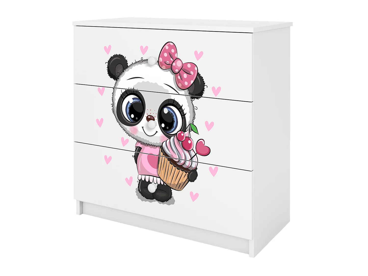 Commode pour enfants avec tiroirs Panda en couleur blanche Babydreams