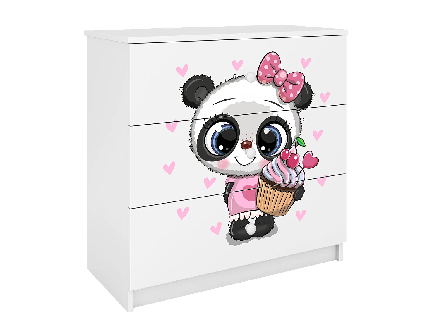 Commode pour enfants avec tiroirs Panda en couleur blanche Babydreams