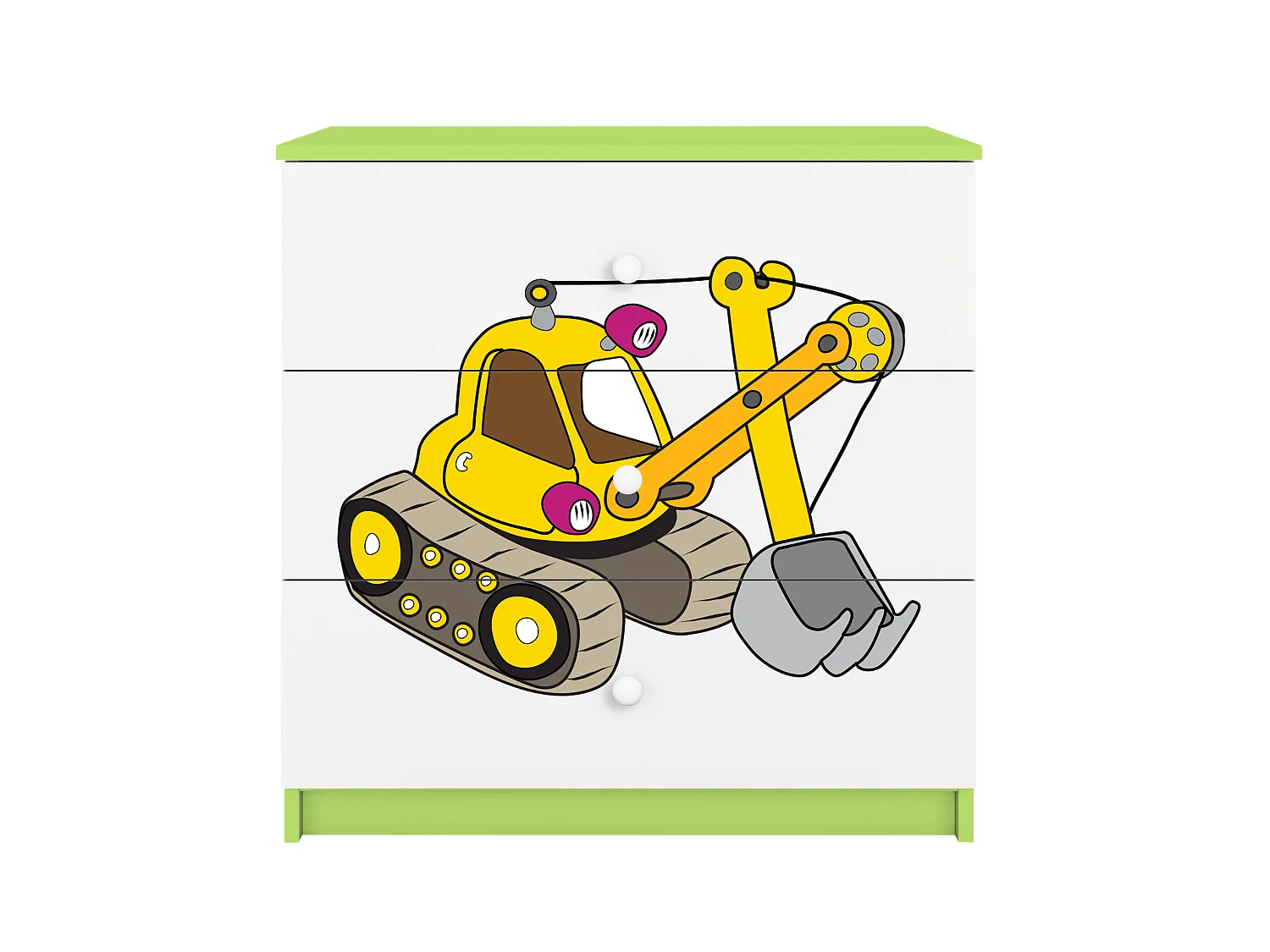Commode pour enfants avec tiroirs Excavateur en couleur verte Babydreams