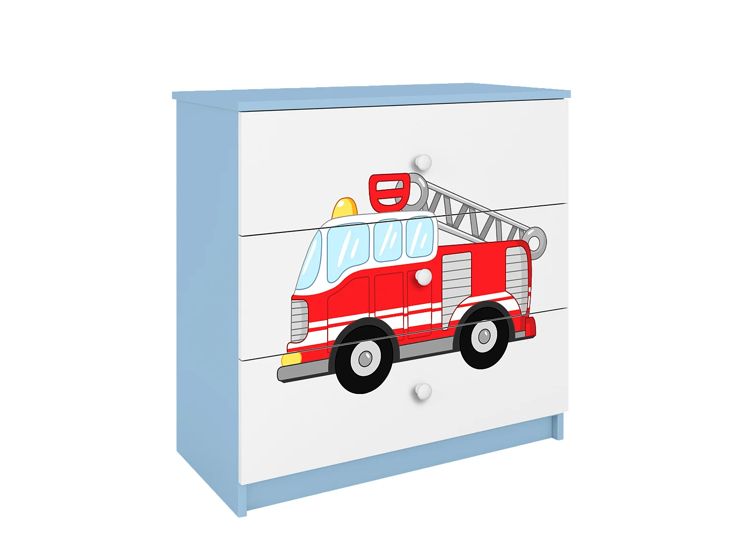 Cassettiera Bambini Treno dei Pompieri Blu Babydreams