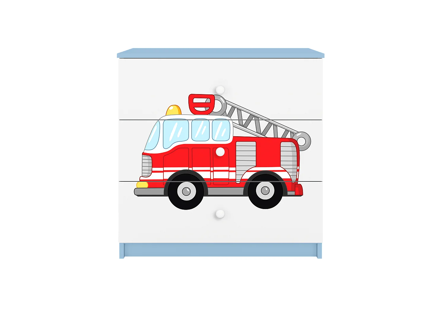 Kinderkommode mit Schubladen Löschzug in der Farbe Blau Babydreams