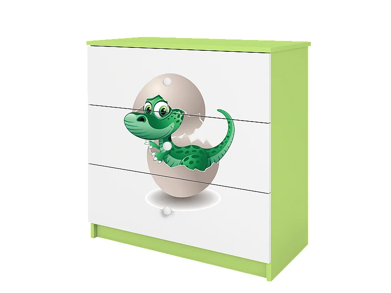 Kinderkommode mit Schubladen Kleiner Dino in der Farbe Grün Babydreams