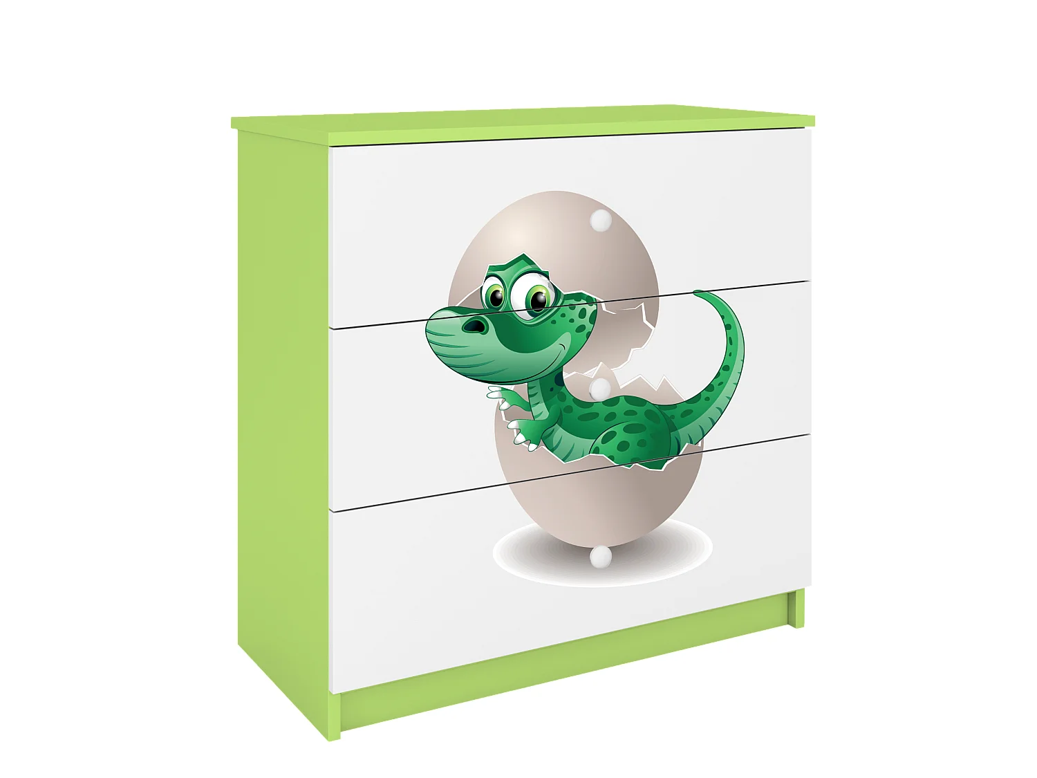 Kommode pour enfants avec tiroirs Petit Dino en couleur Verte Babydreams