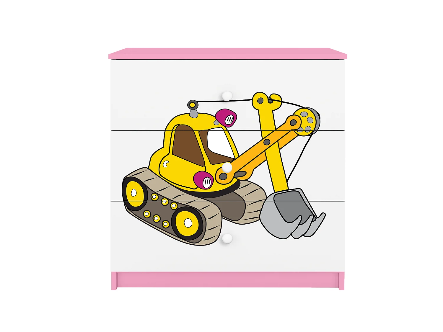 Kinderkommode mit Schubladen Excavator in der Farbe Rosa Babydreams
