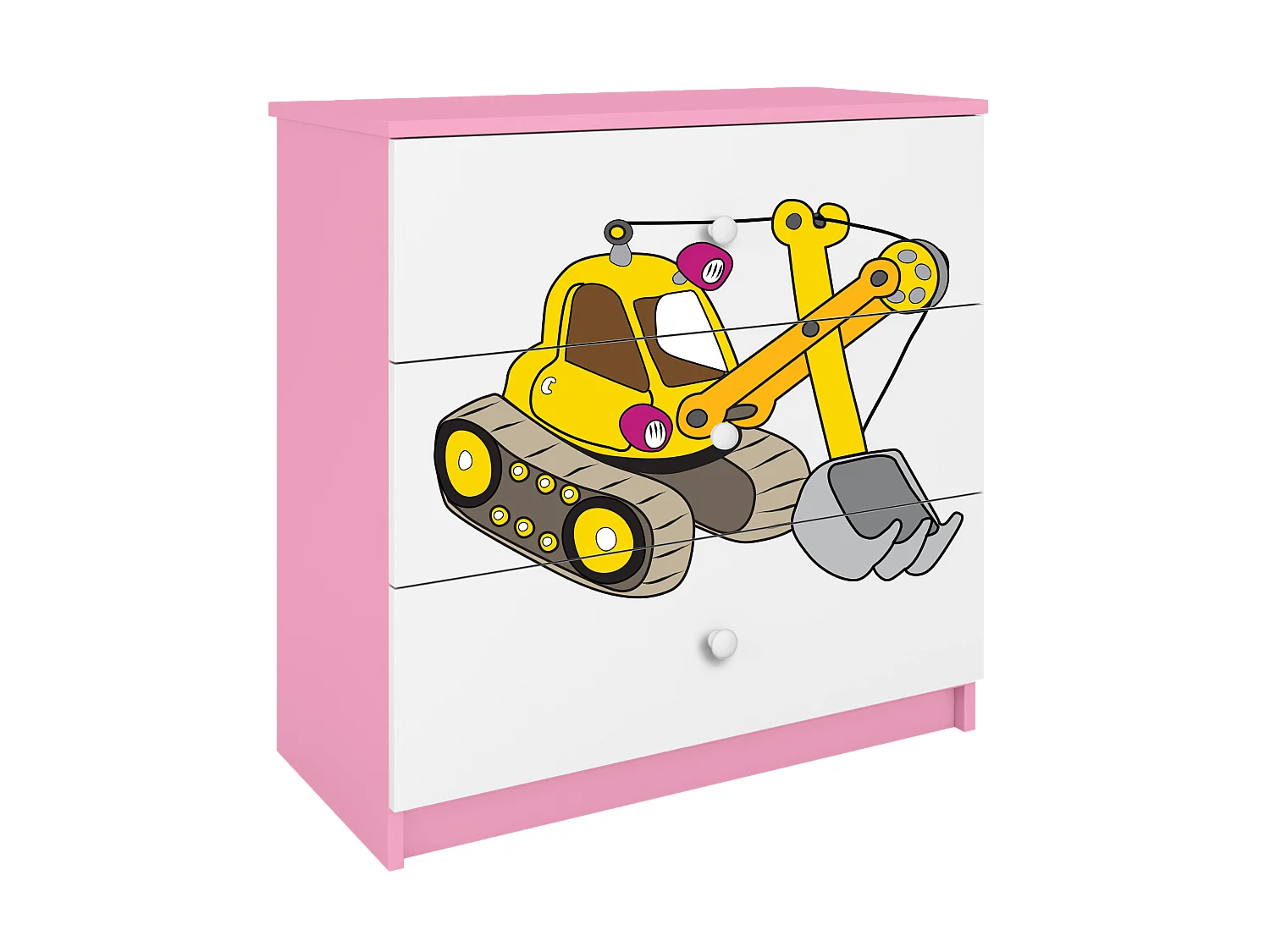 Commode pour enfants avec tiroirs Excavateur en couleur rose Babydreams