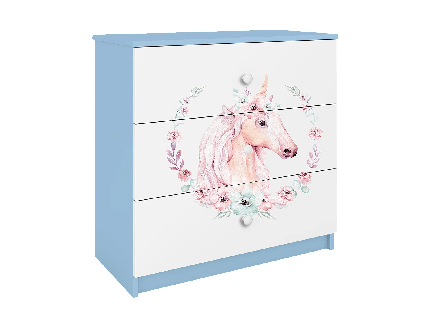 Commode pour enfants avec tiroirs Cheval en couleur Bleue Babydreams