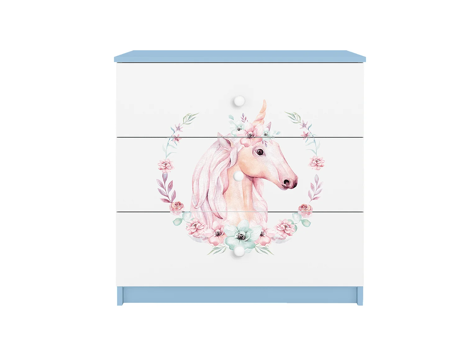 Commode pour enfants avec tiroirs Cheval en couleur Bleue Babydreams