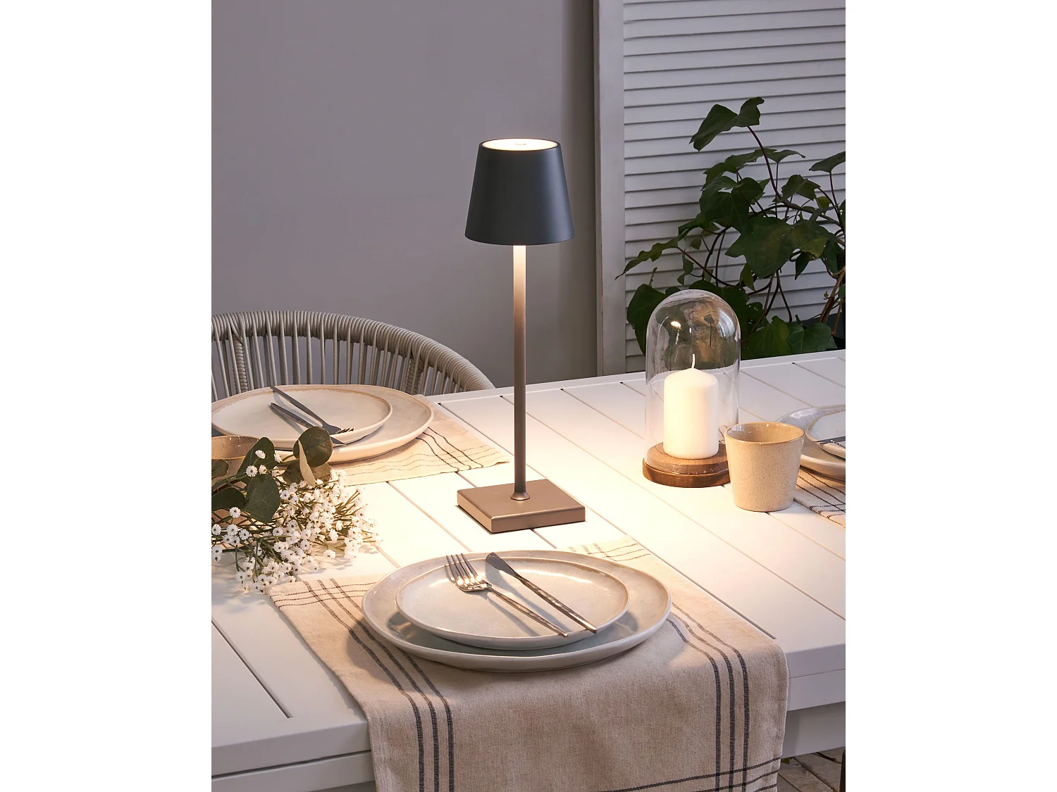 Lampe de table LED sans fil BACEIRO Avec variateur Métal Gris foncé