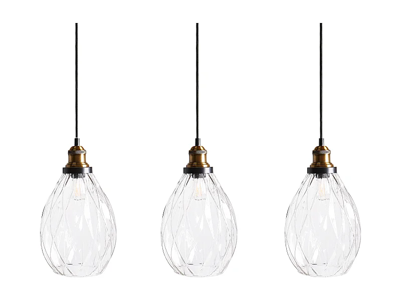 Hängelampe aus Glas Metall transparent elegant modern 3-flammig Coosa