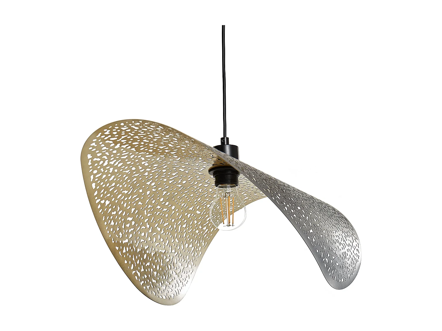 Hängelampe aus Rattan weiß / beige Boho Stil modern Lunga