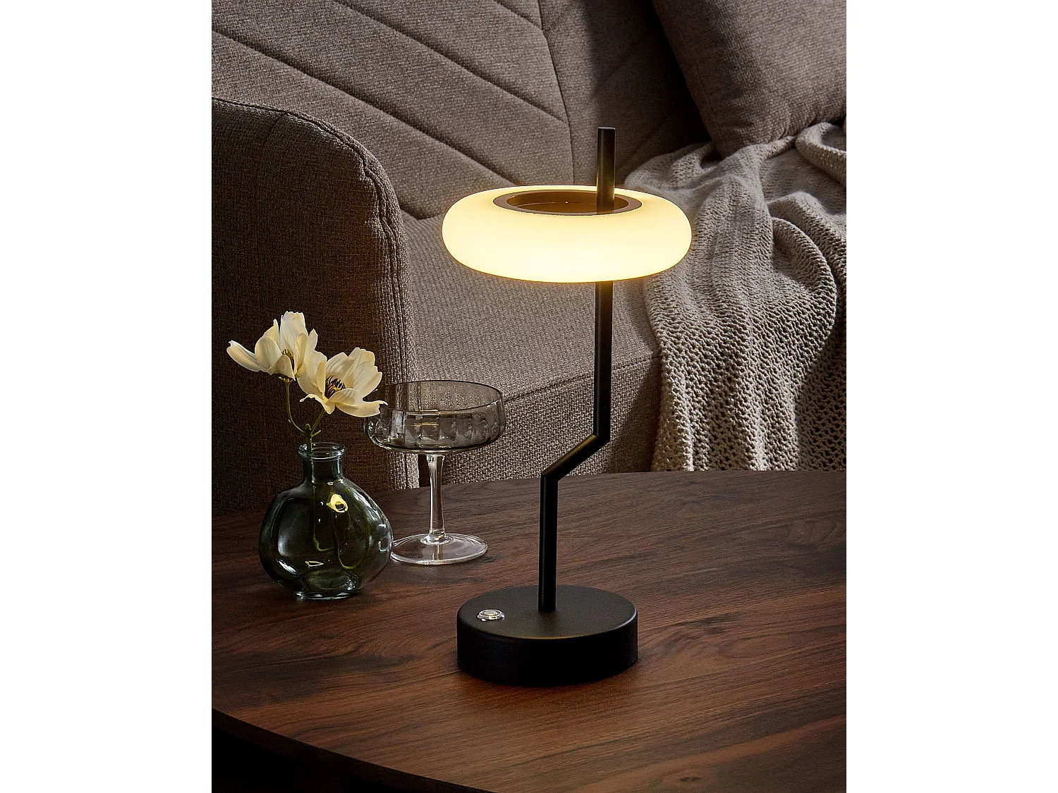 Lámpara LED inalámbrica de mesa ALVIELA con regulador de intensidad Metal Negro