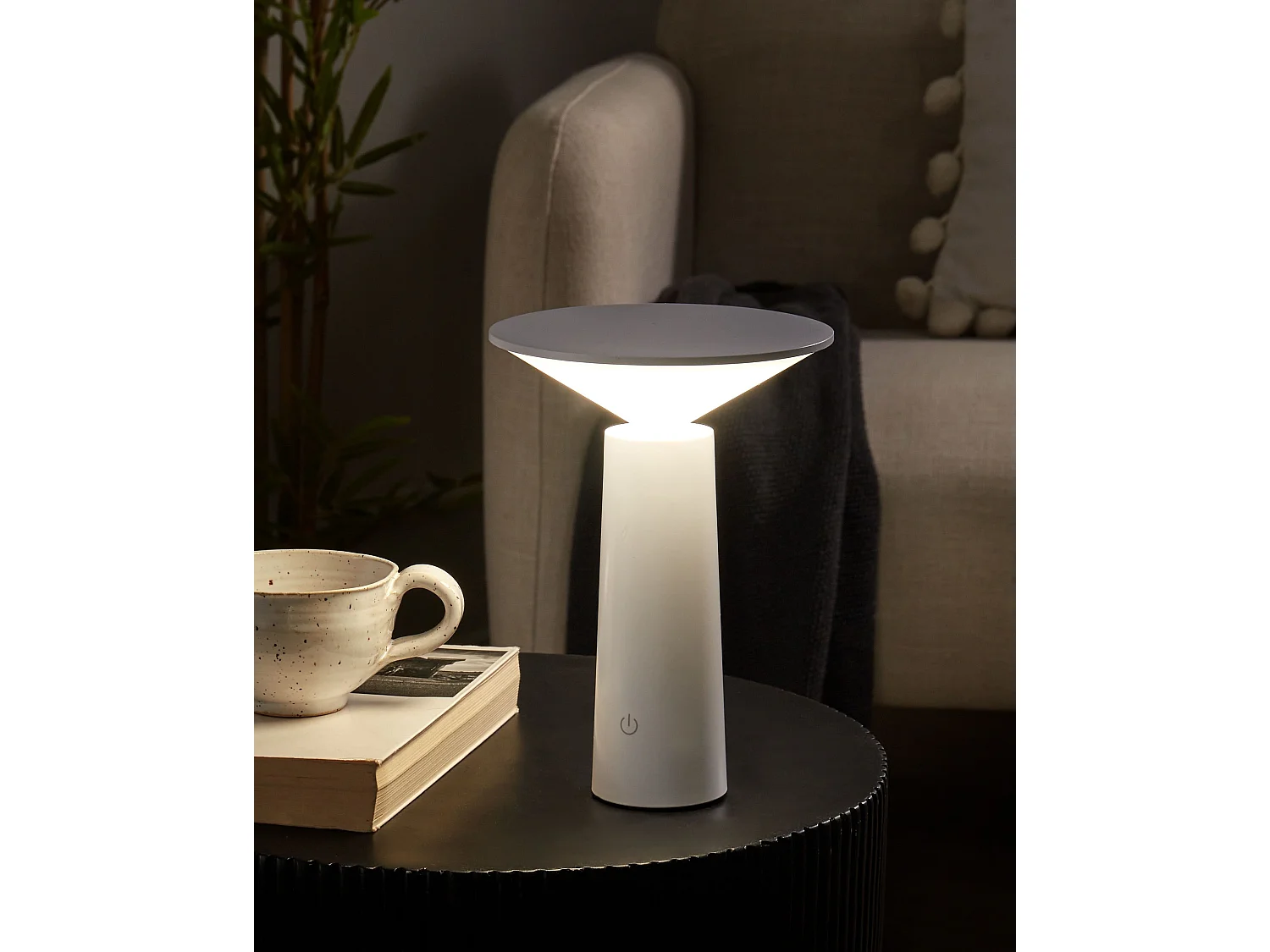 Lampe de table LED sans fil LEVIRA Avec variateur Métal Blanc