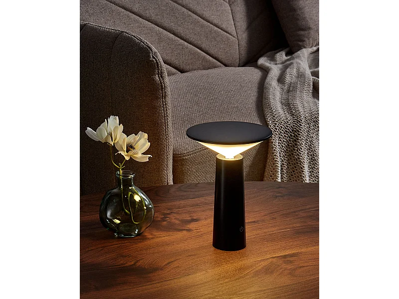 Kabellose LED Tischlampe LEVIRA mit Dimmer Metall Schwarz