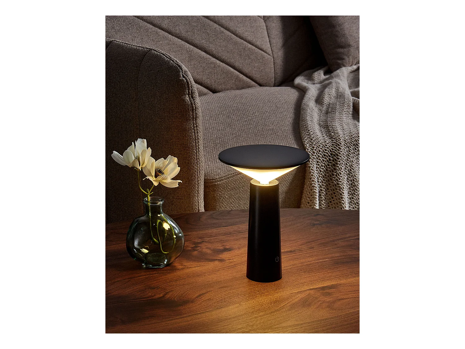 Lampada da tavolo senza fili a LED LEVIRA con dimmer Metallo Nero