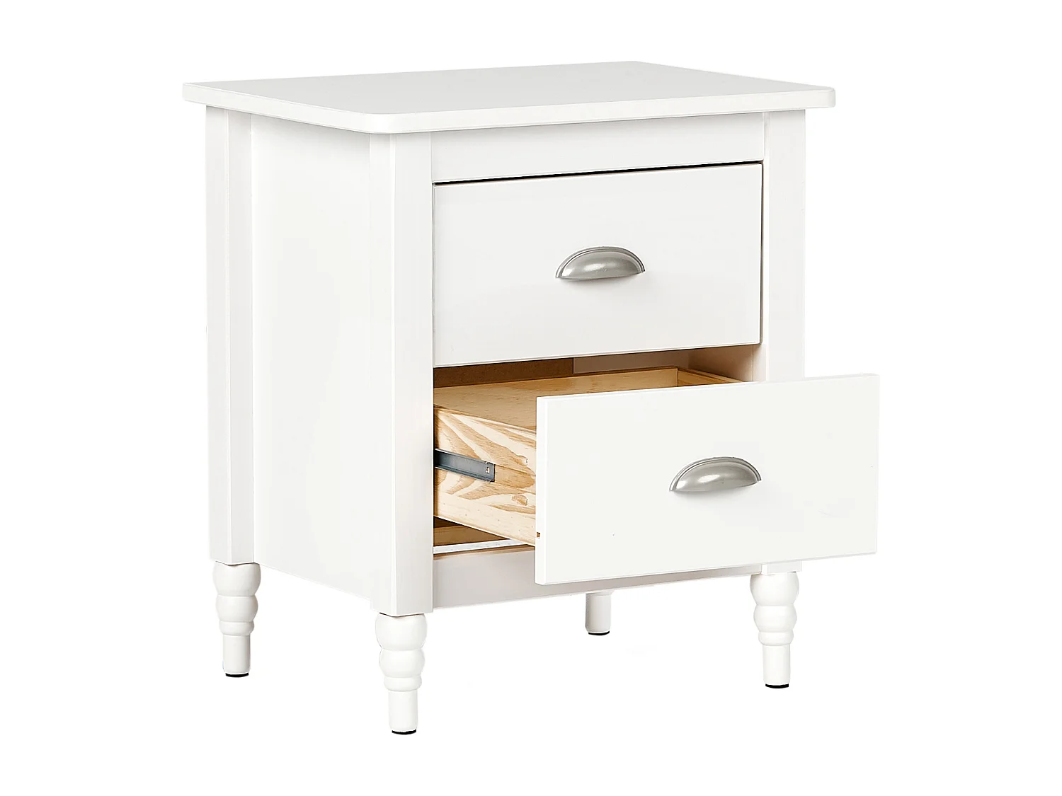 Mesita de noche 2 cajones SHILLINGTON Madera de pino Blanco