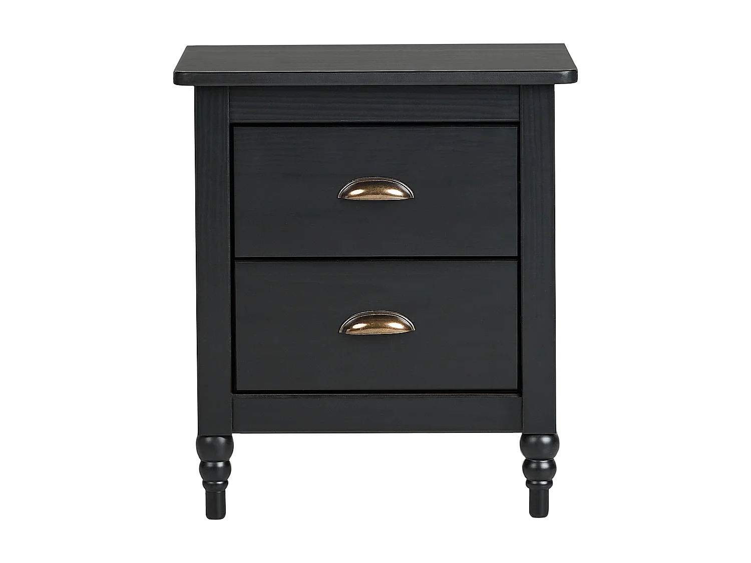 Comodino 2 cassetti SHILLINGTON Legno di pino Nero