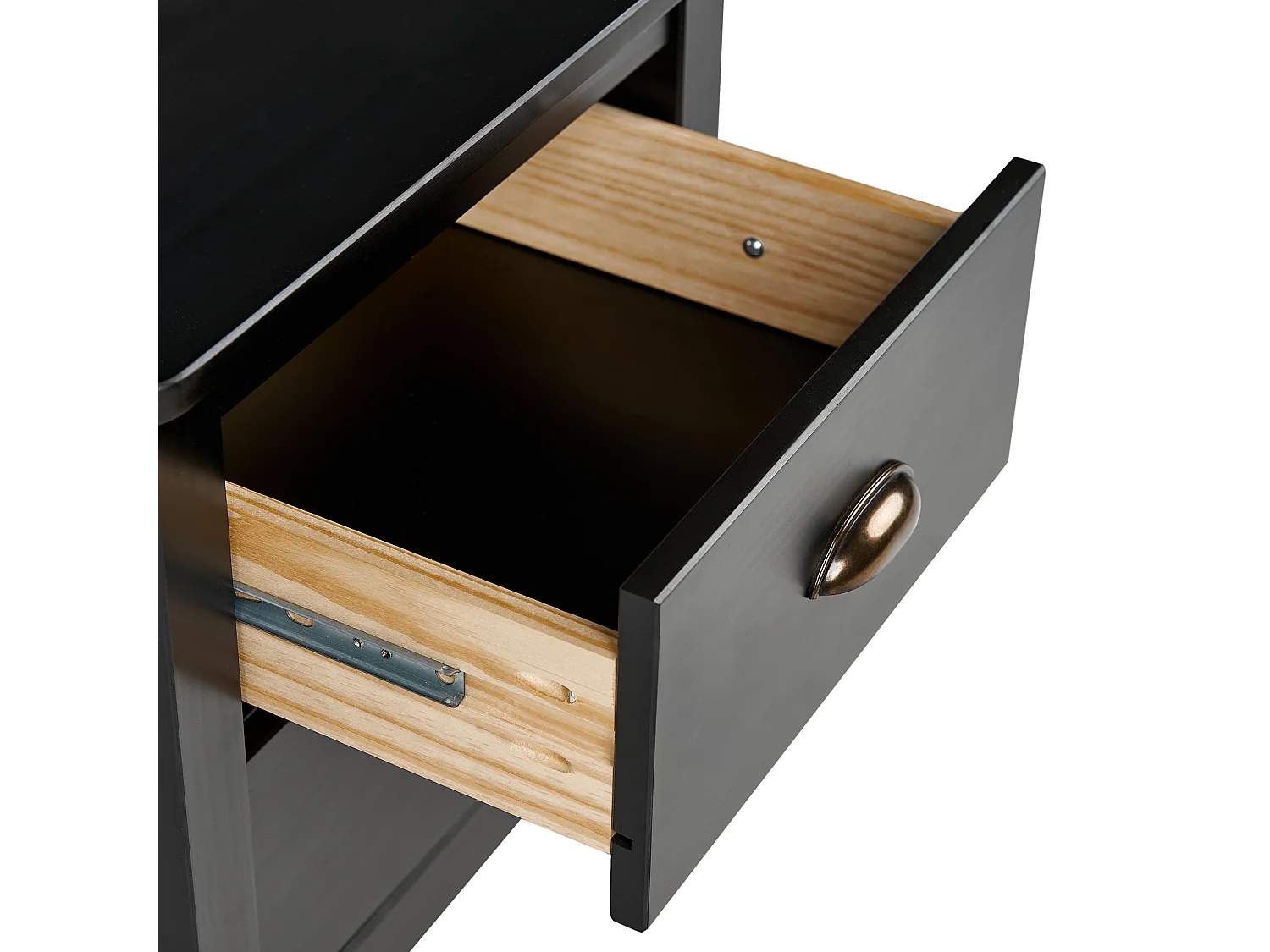 Comodino 2 cassetti SHILLINGTON Legno di pino Nero