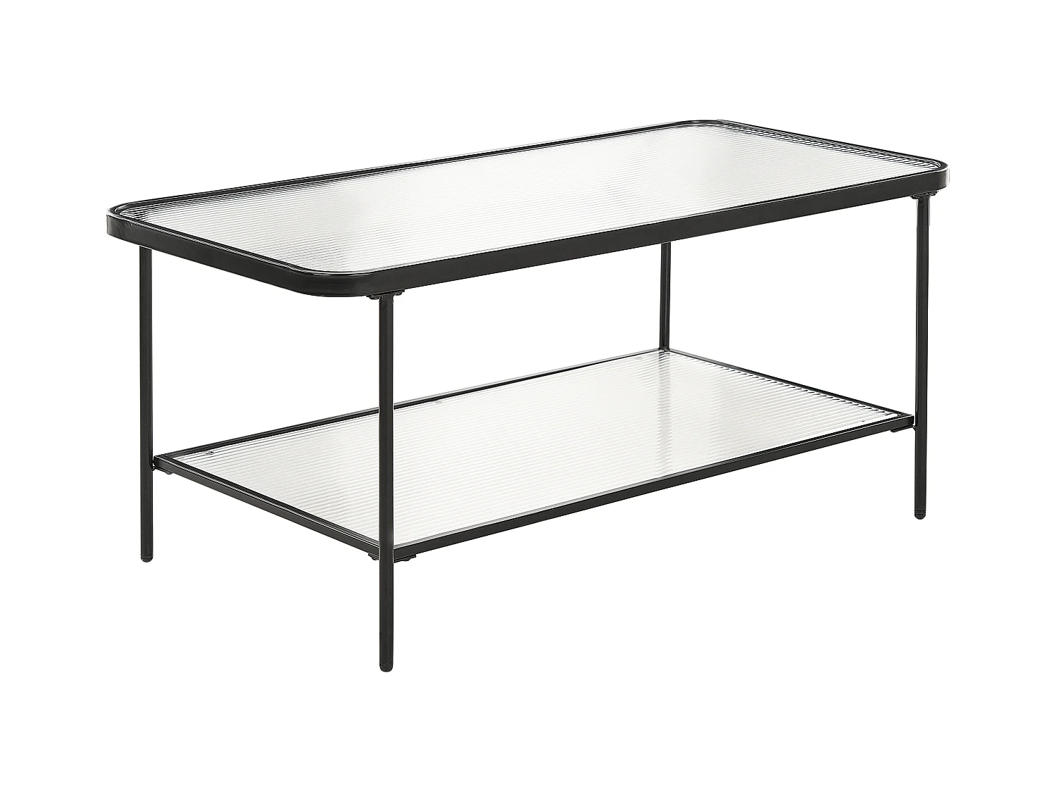 Couchtisch mit Ablage schwarz Glas Metallgestell rechteckig Retro Stil Blair