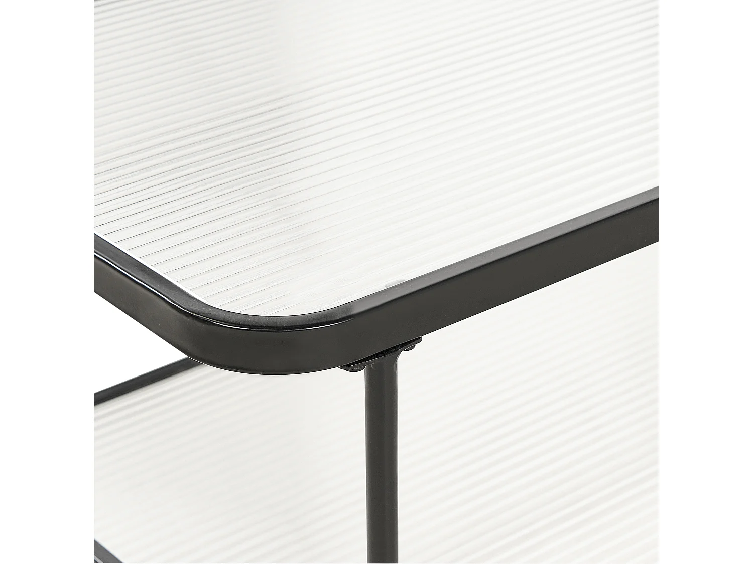 Couchtisch mit Ablage schwarz Glas Metallgestell rechteckig Retro Stil Blair