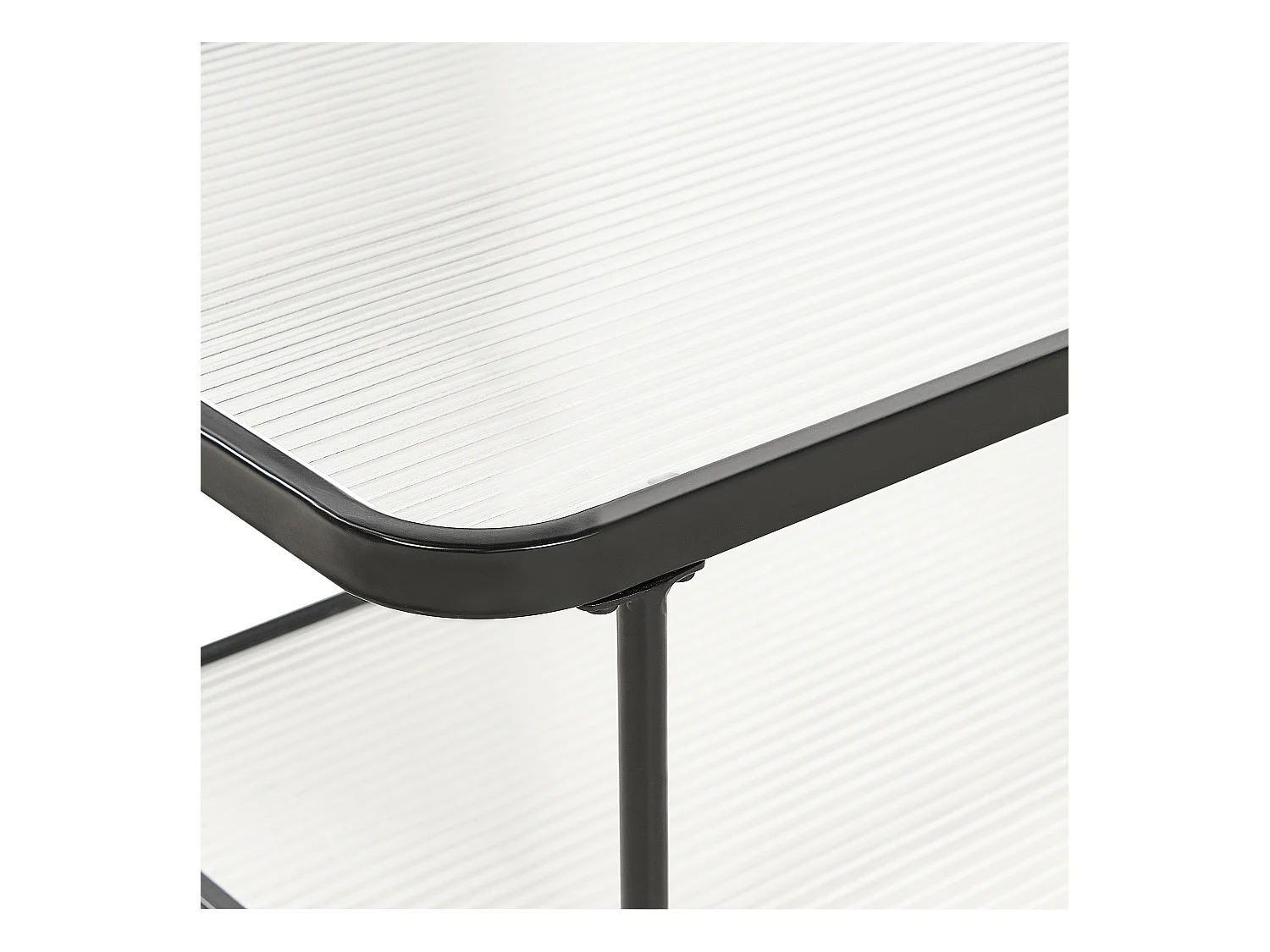 Couchtisch mit Ablage schwarz Glas Metallgestell rechteckig Retro Stil Blair