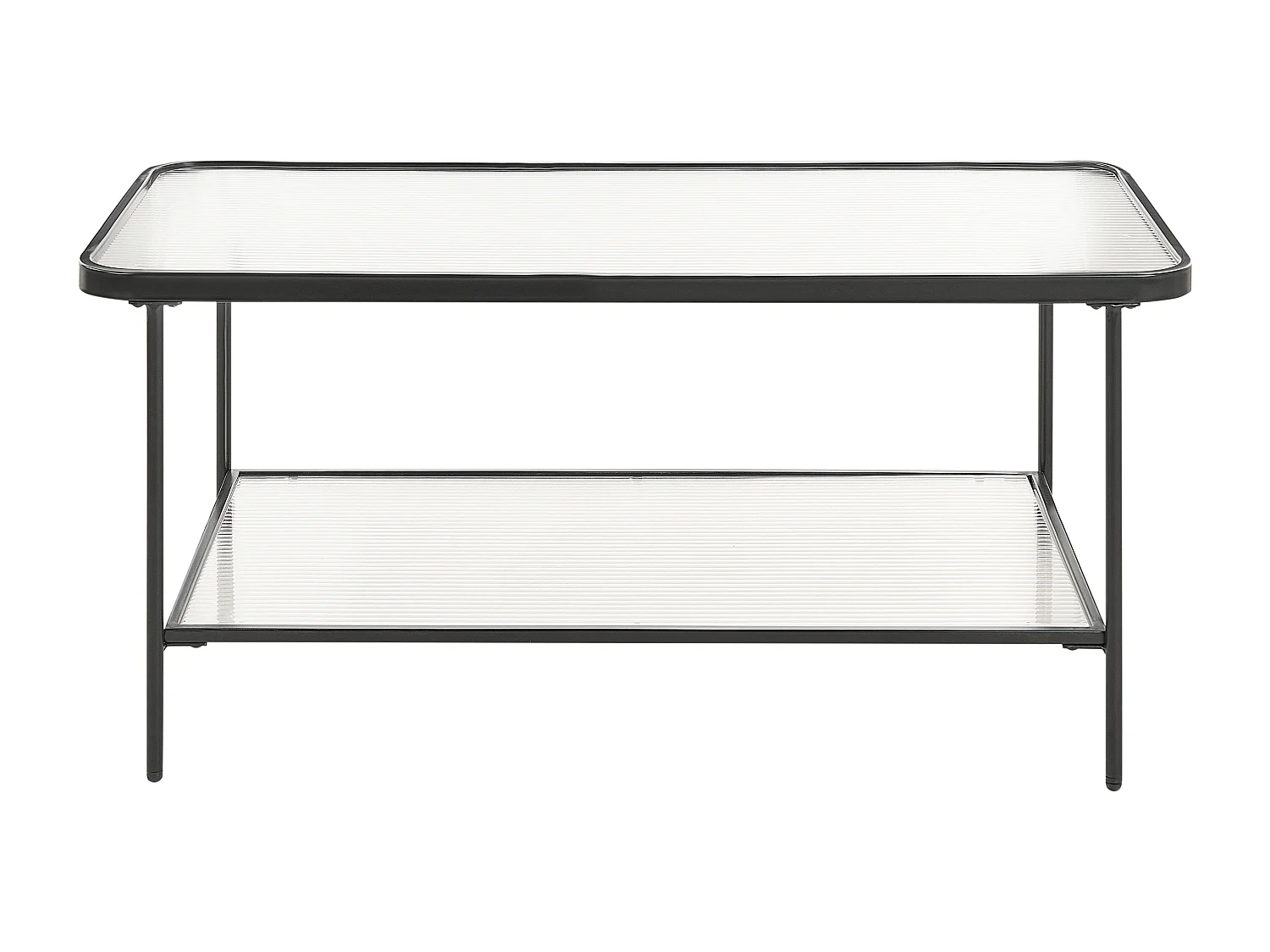 Couchtisch mit Ablage schwarz Glas Metallgestell rechteckig Retro Stil Blair