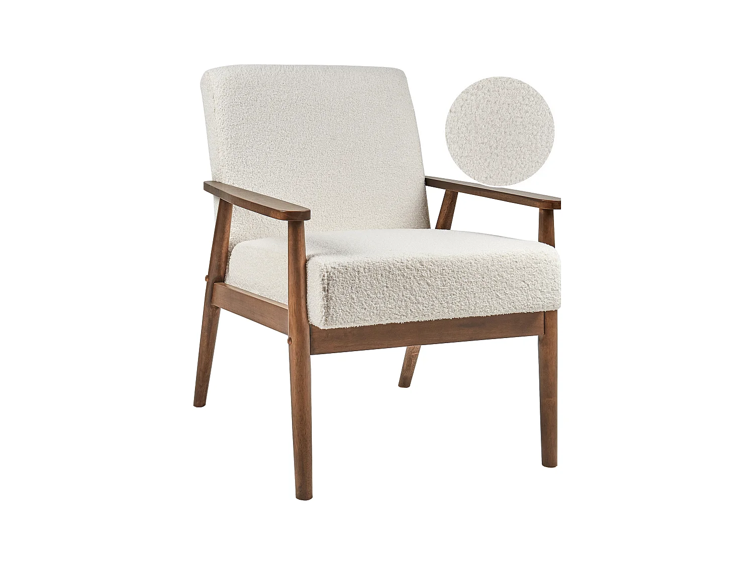 Fauteuil ESRUM Bouclé Marron foncé/blanc