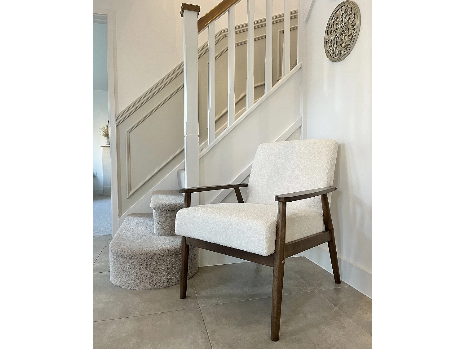 Fauteuil ESRUM Bouclé Blanc cassé