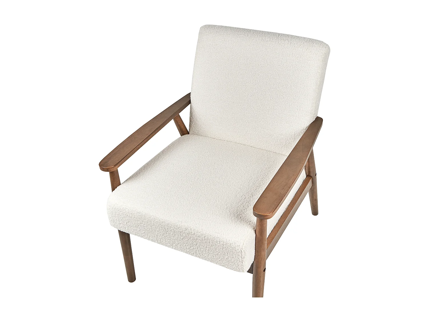 Fauteuil ESRUM Bouclé Marron foncé/blanc
