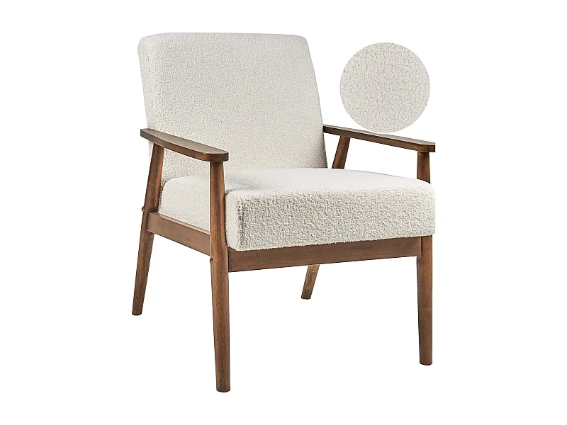 Fauteuil ESRUM Bouclé Marron foncé/blanc