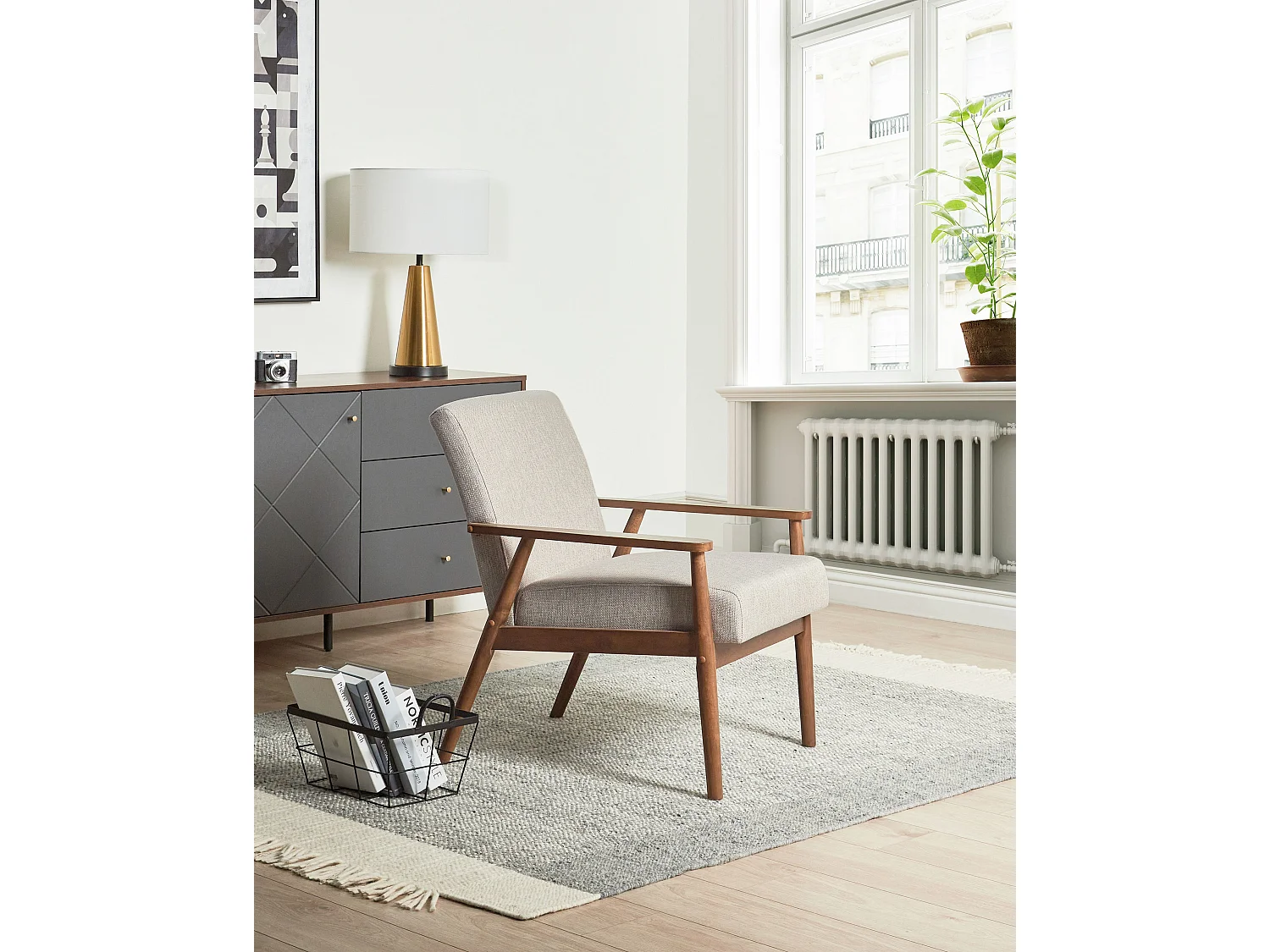 Fauteuil ESRUM Tissu Marron foncé/gris