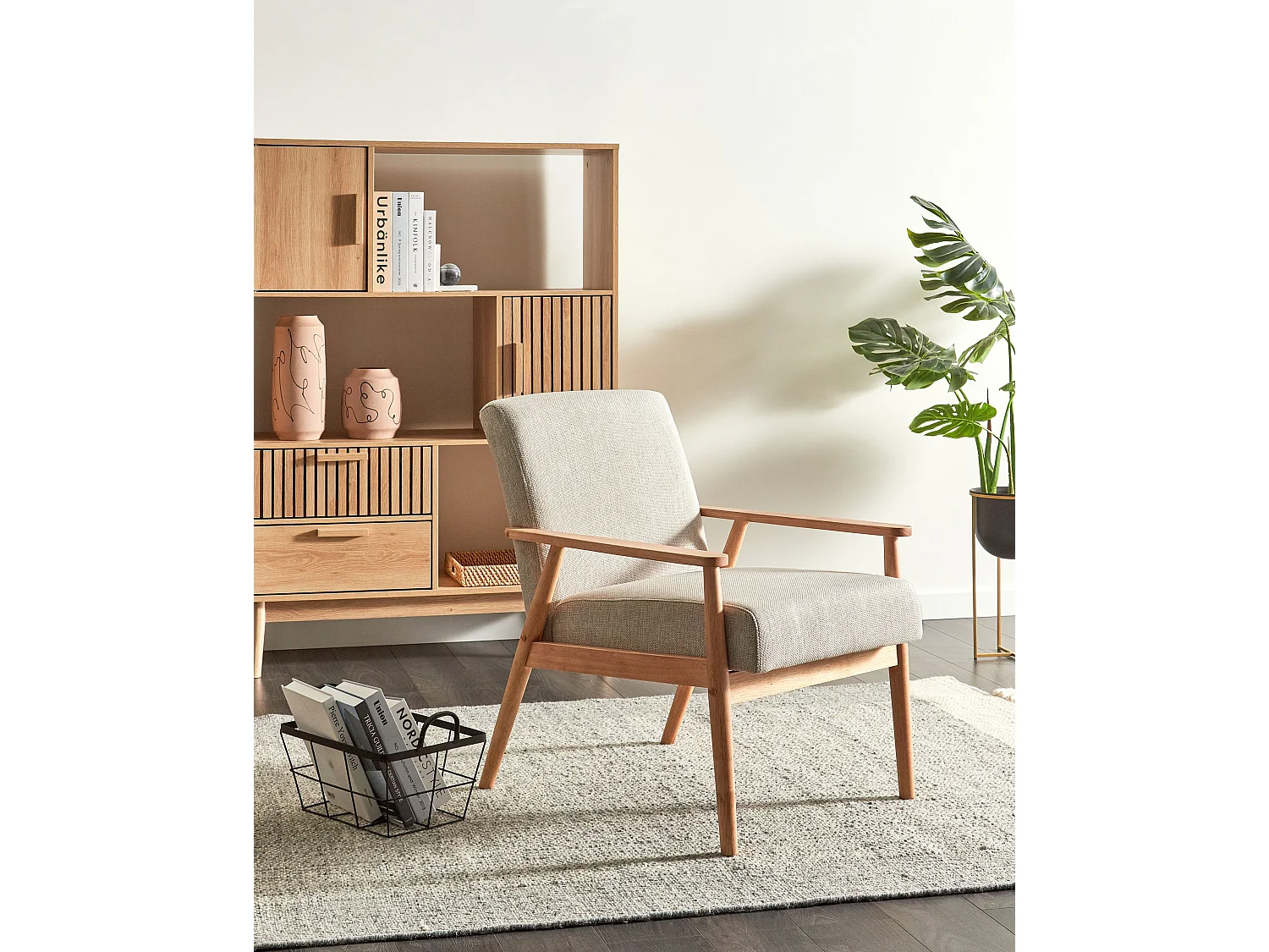 Fauteuil ESRUM Tissu Marron clair/gris