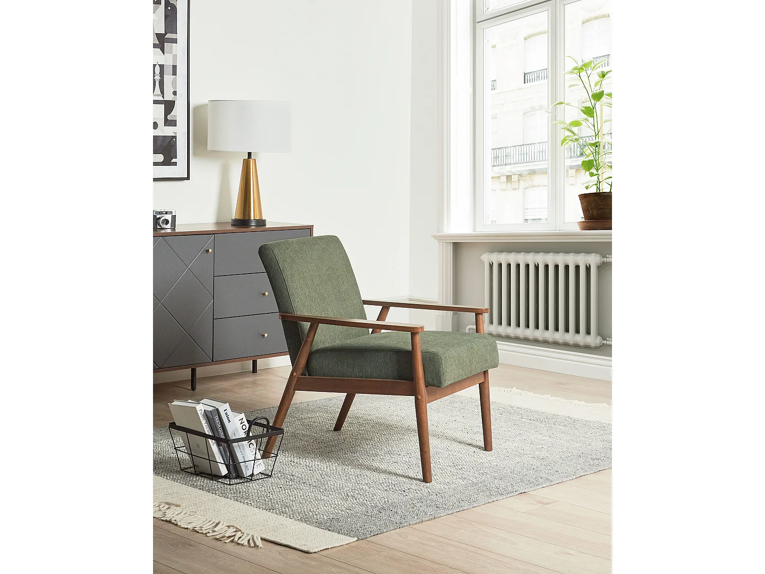Fauteuil ESRUM Tissu Marron foncé/vert