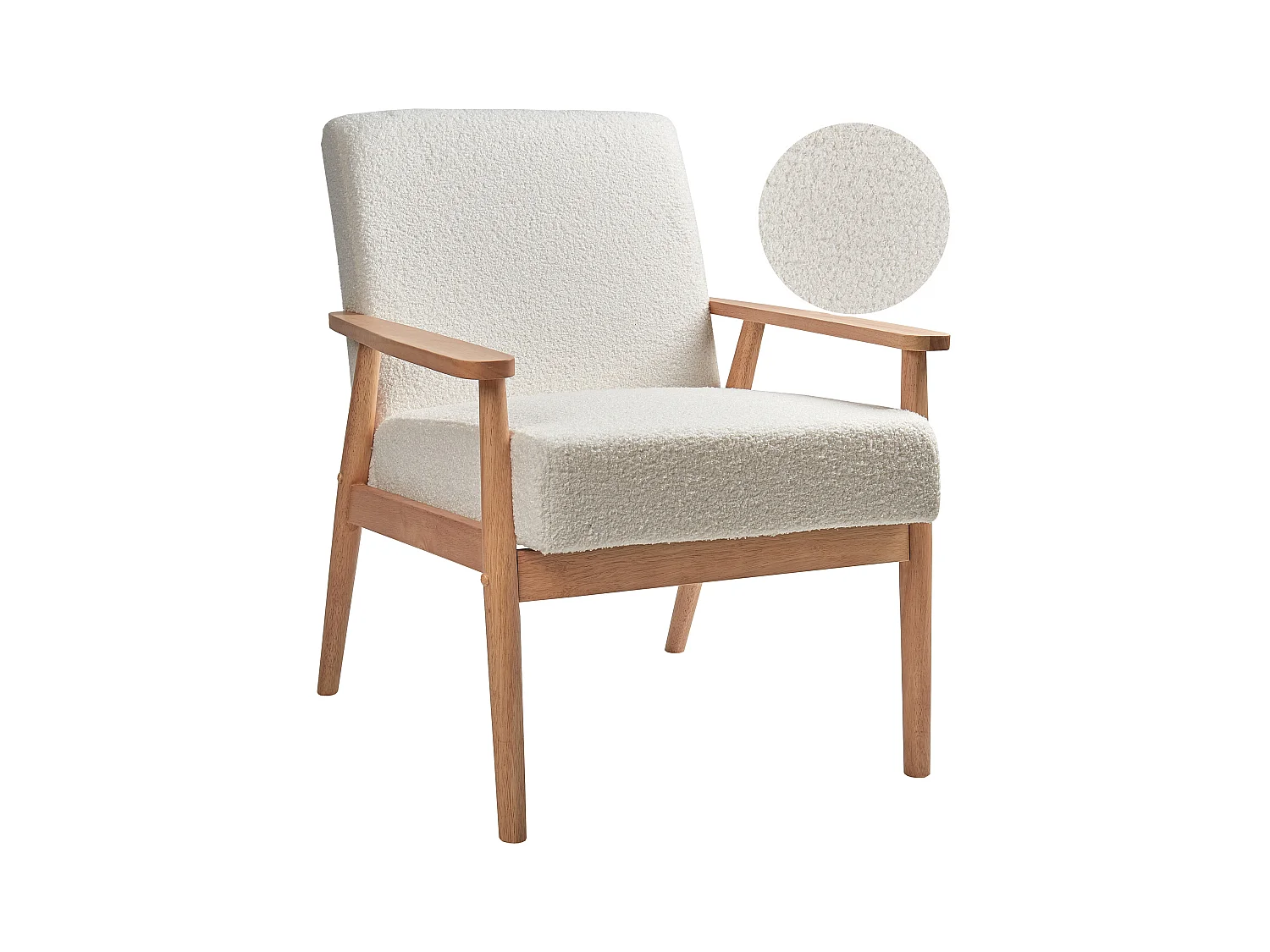 Fauteuil ESRUM Bouclé Marron clair/blanc