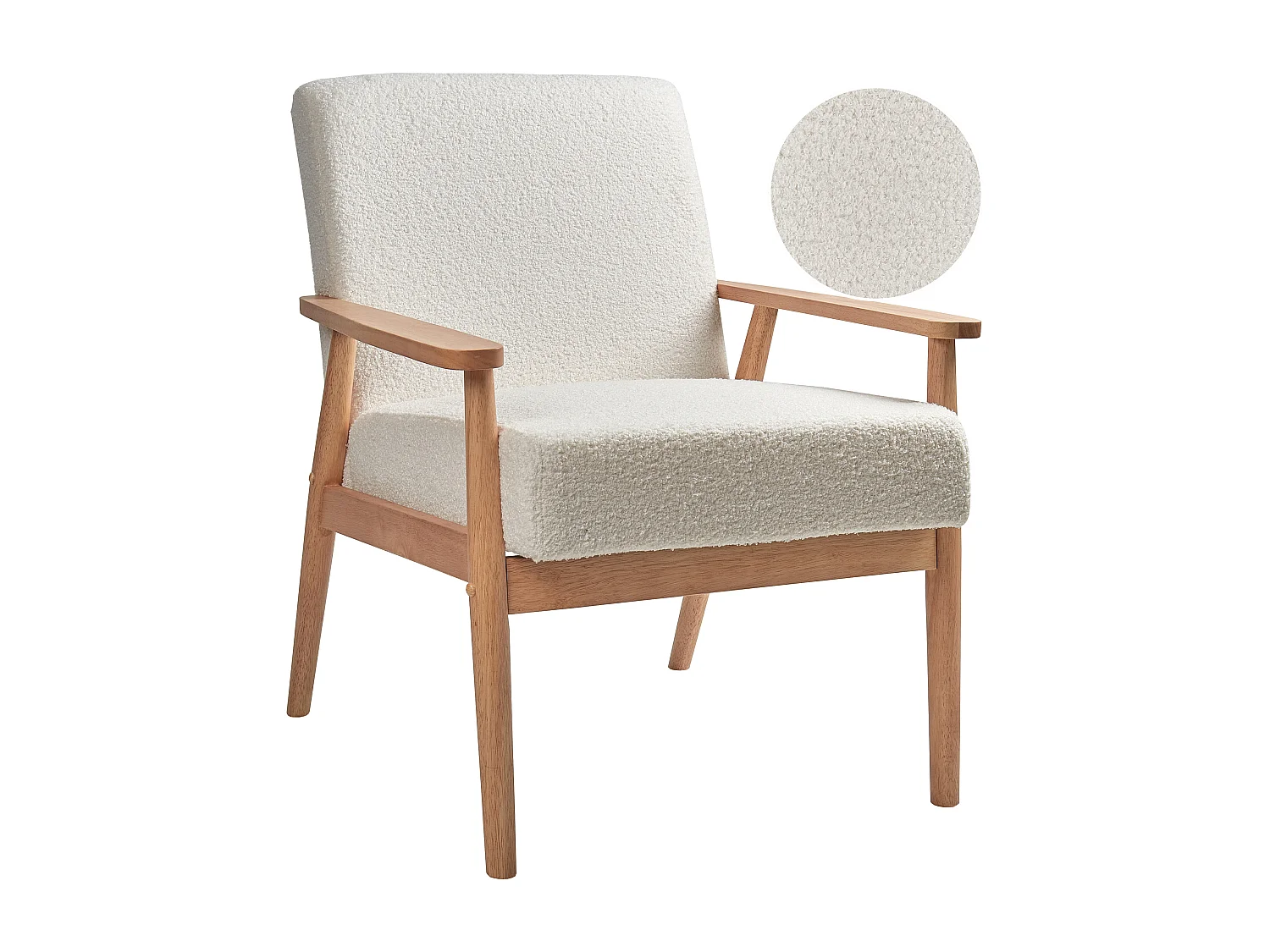 Fauteuil ESRUM Bouclé Marron clair/blanc