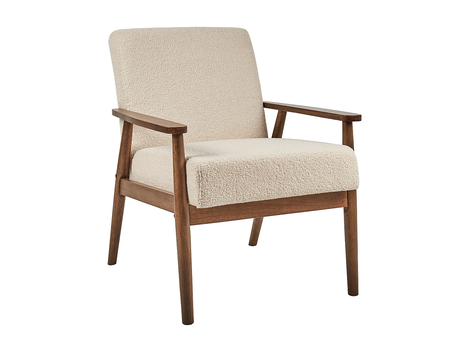 Fauteuil ESRUM Bouclé Marron foncé/beige