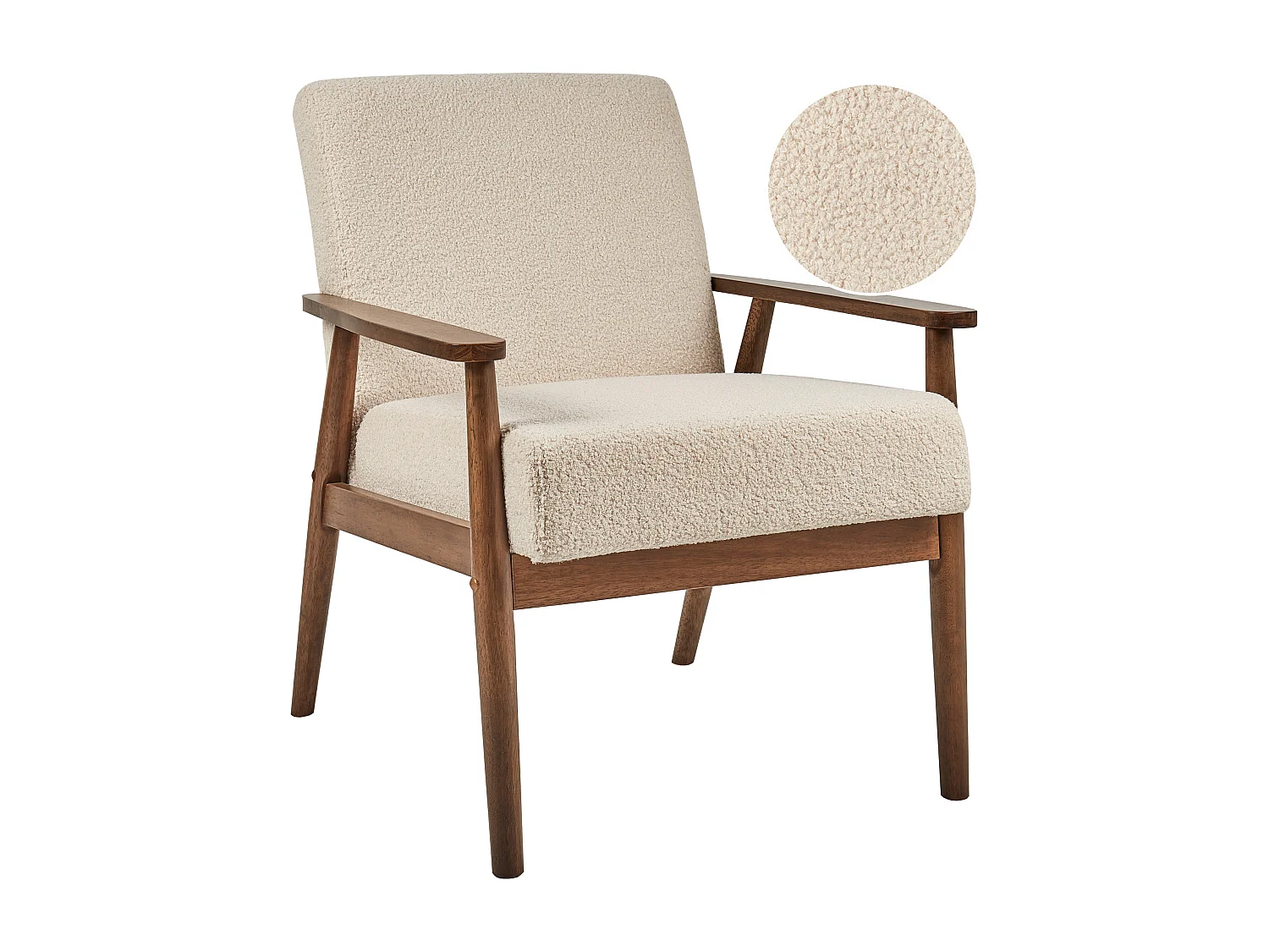Fauteuil ESRUM Bouclé Marron foncé/beige