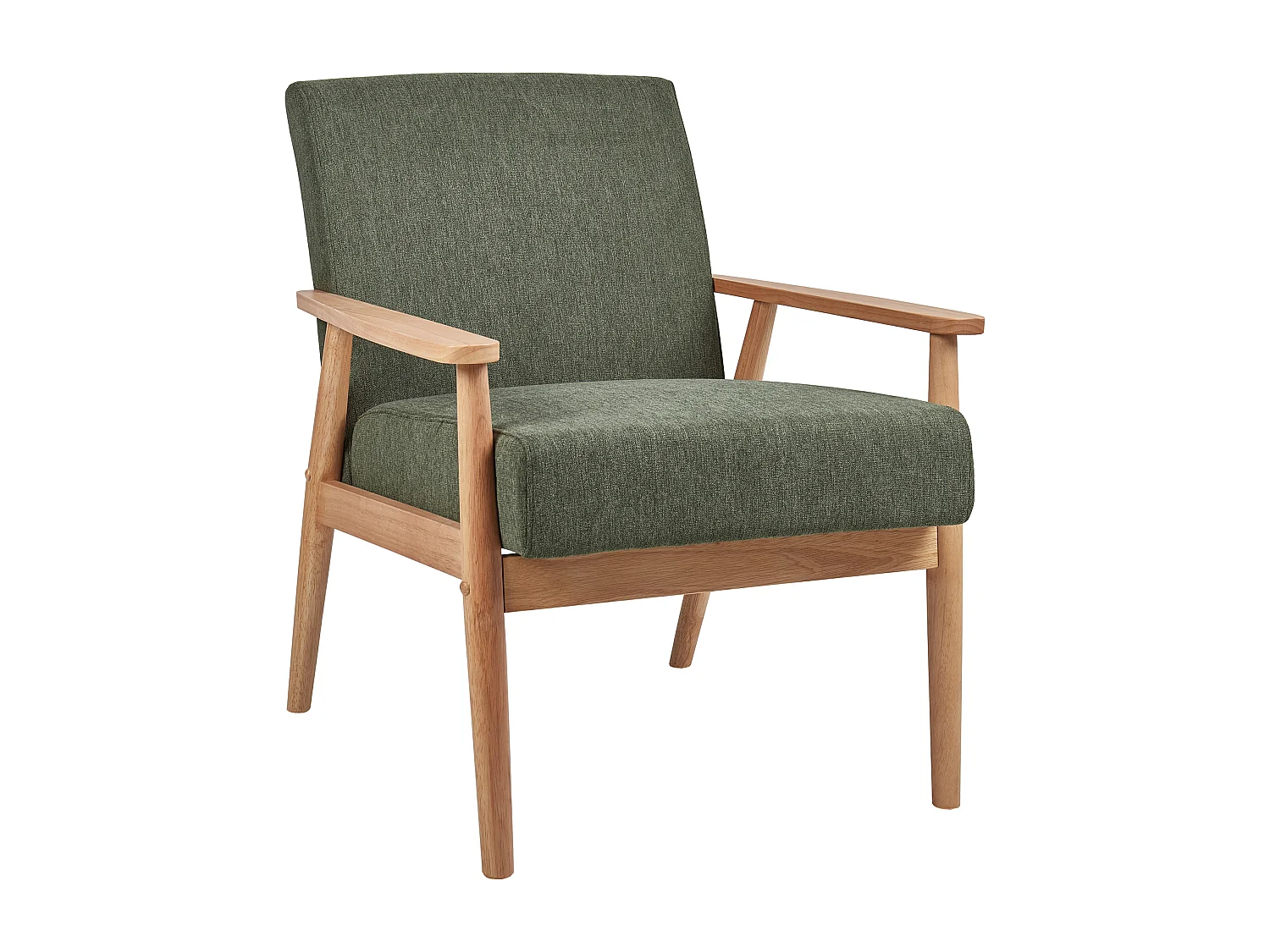 Sessel Stoff grün / heller Holzfarbton mit Armlehnen Retro Stil Esrum