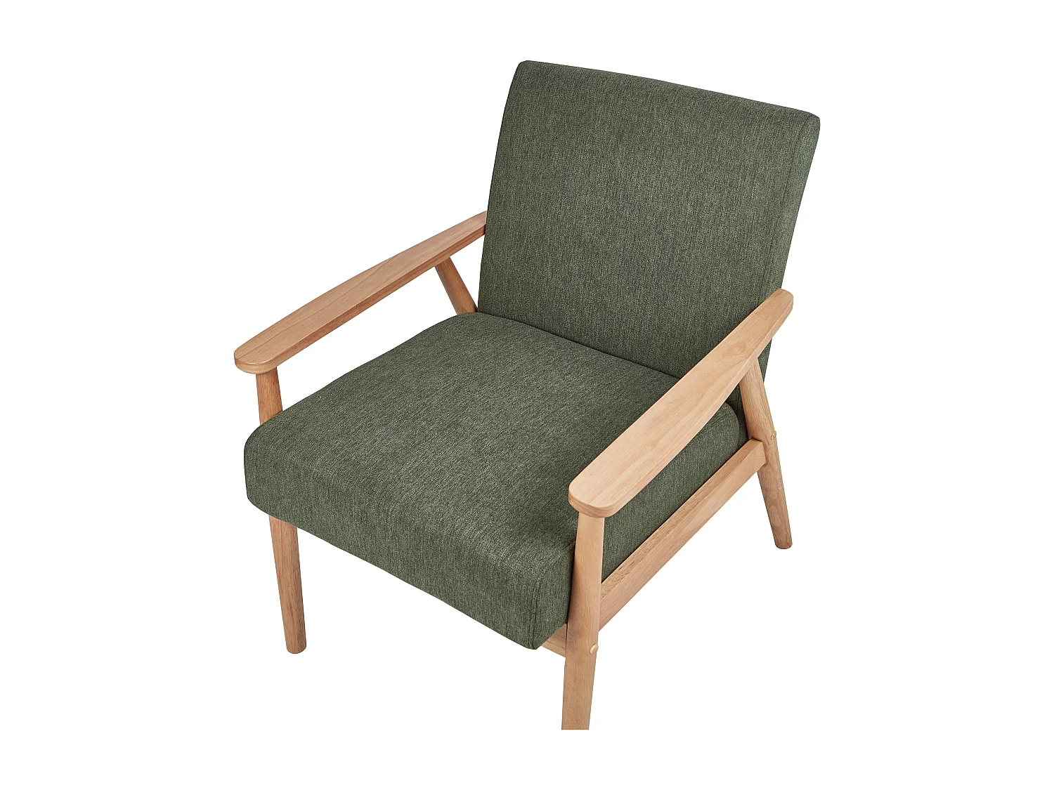 Sessel Stoff grün / heller Holzfarbton mit Armlehnen Retro Stil Esrum