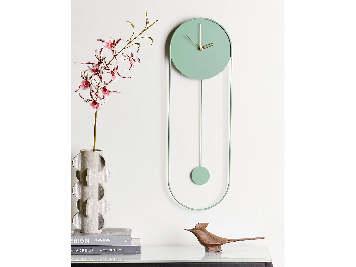 Horloge murale SALVAN 20 cm Métal Vert clair